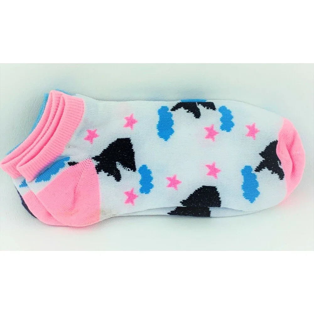 Women's Girls 3 Pk Unicorn Low Cut Socks Novelty Print Pink, Purple Blue Sz 9-11